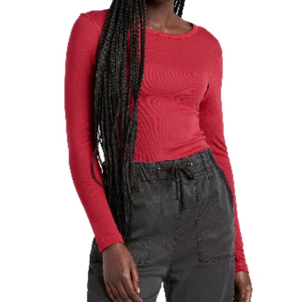 NEW Splendid Classic Long-Sleeve Crewneck T-Shirt in Holly